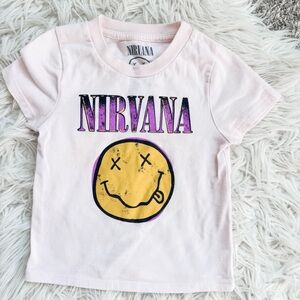 Nirvana Smiley Face Tee Toddler 3T Pink Band Shirt 90s Grunge